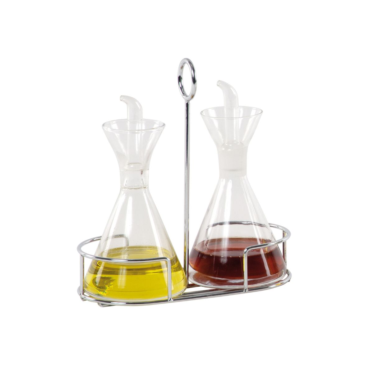 Aceitera vinagrera antigoteo con soporte de metal