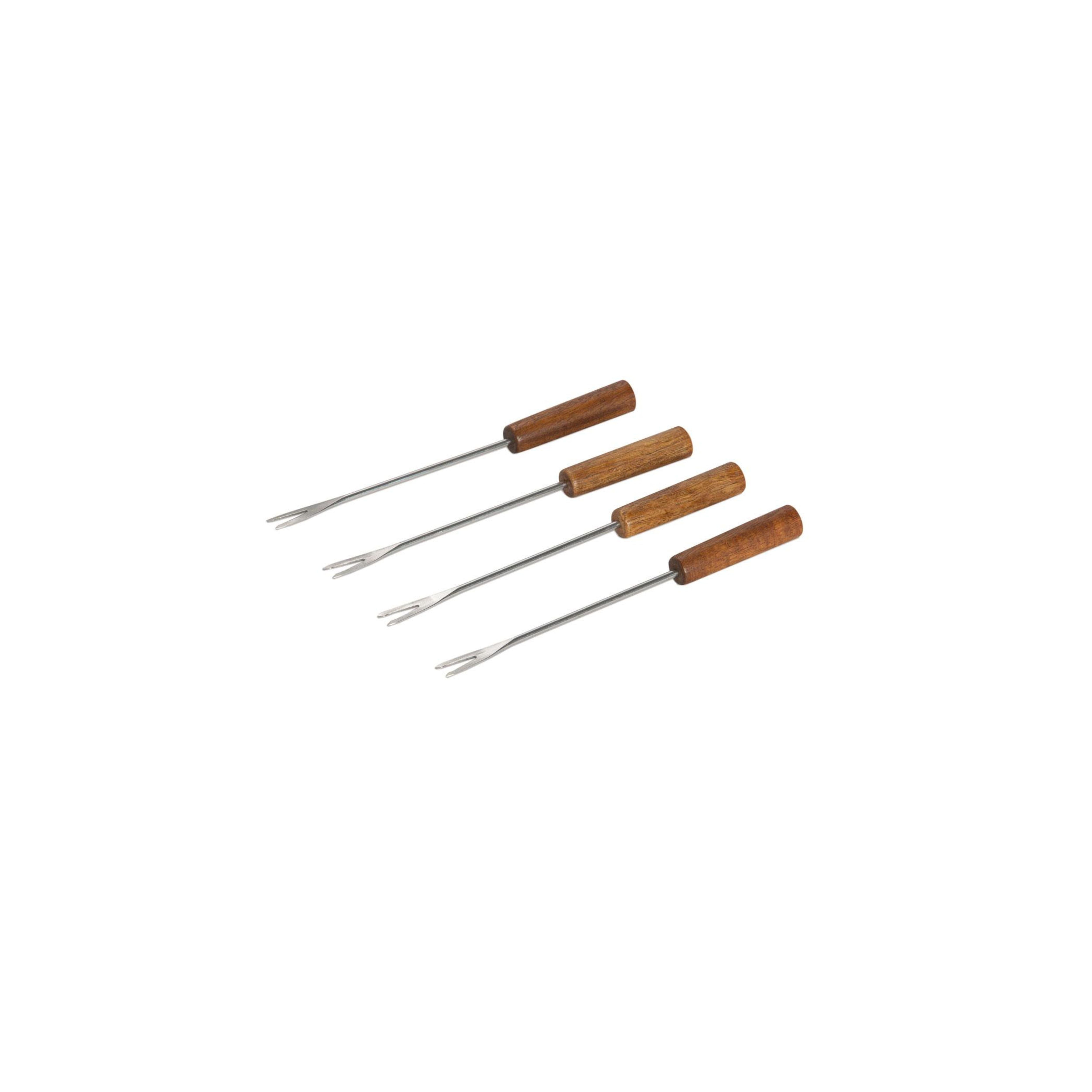 4-piece rotating porcelain and acacia fondue set