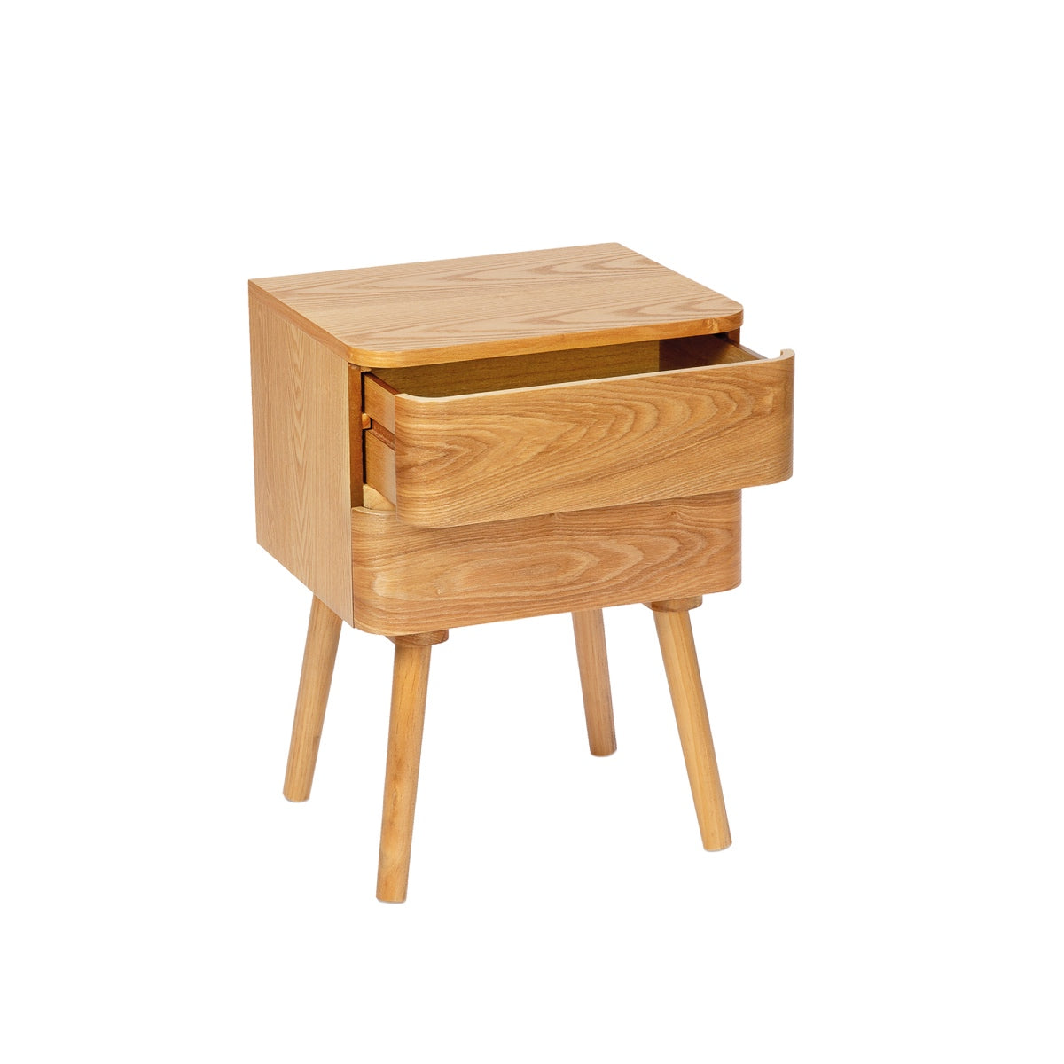 Mesita de noche nórdica beige de madera
