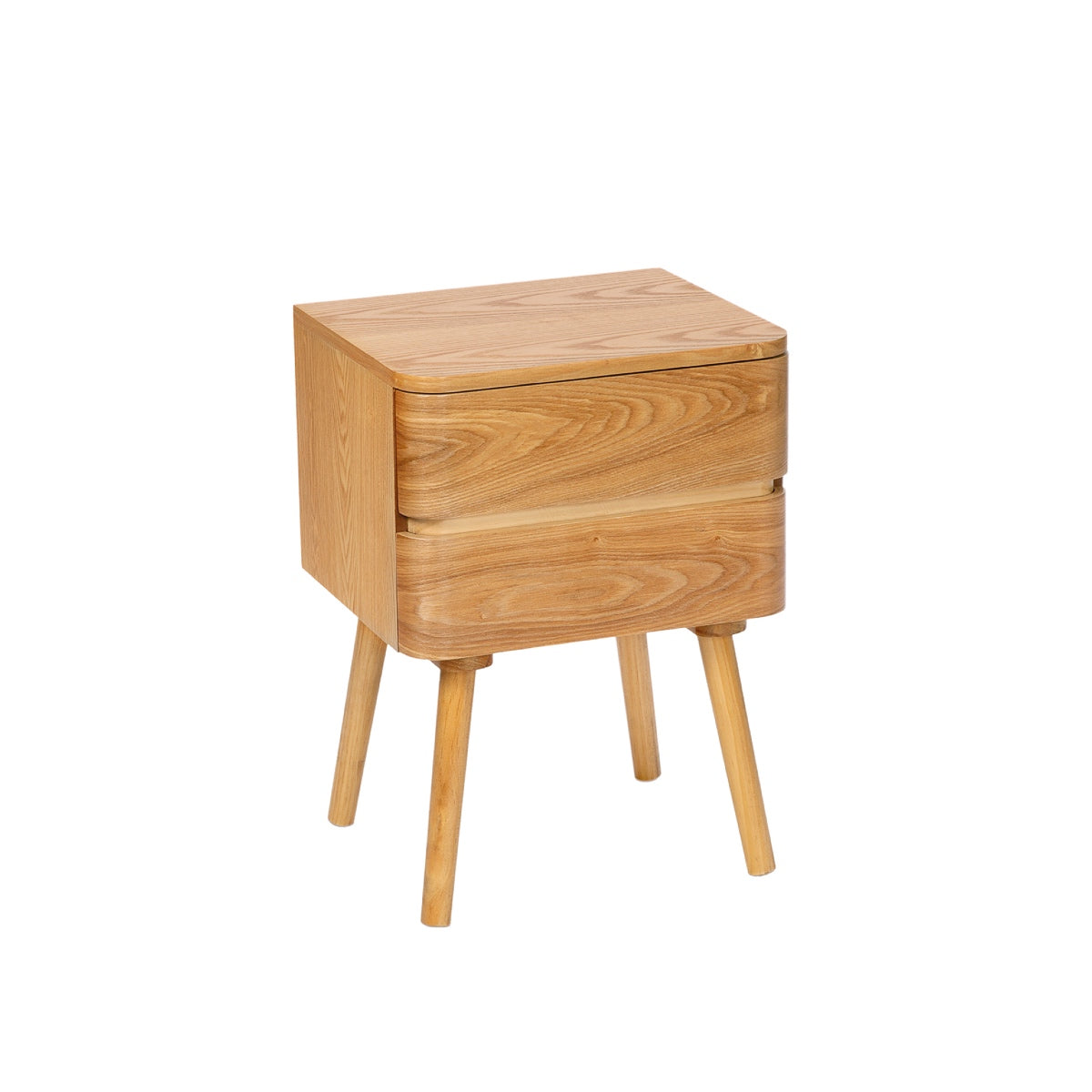 Nordic beige wooden bedside table