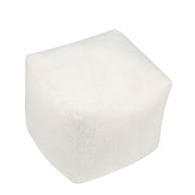Square white upholstered pouf