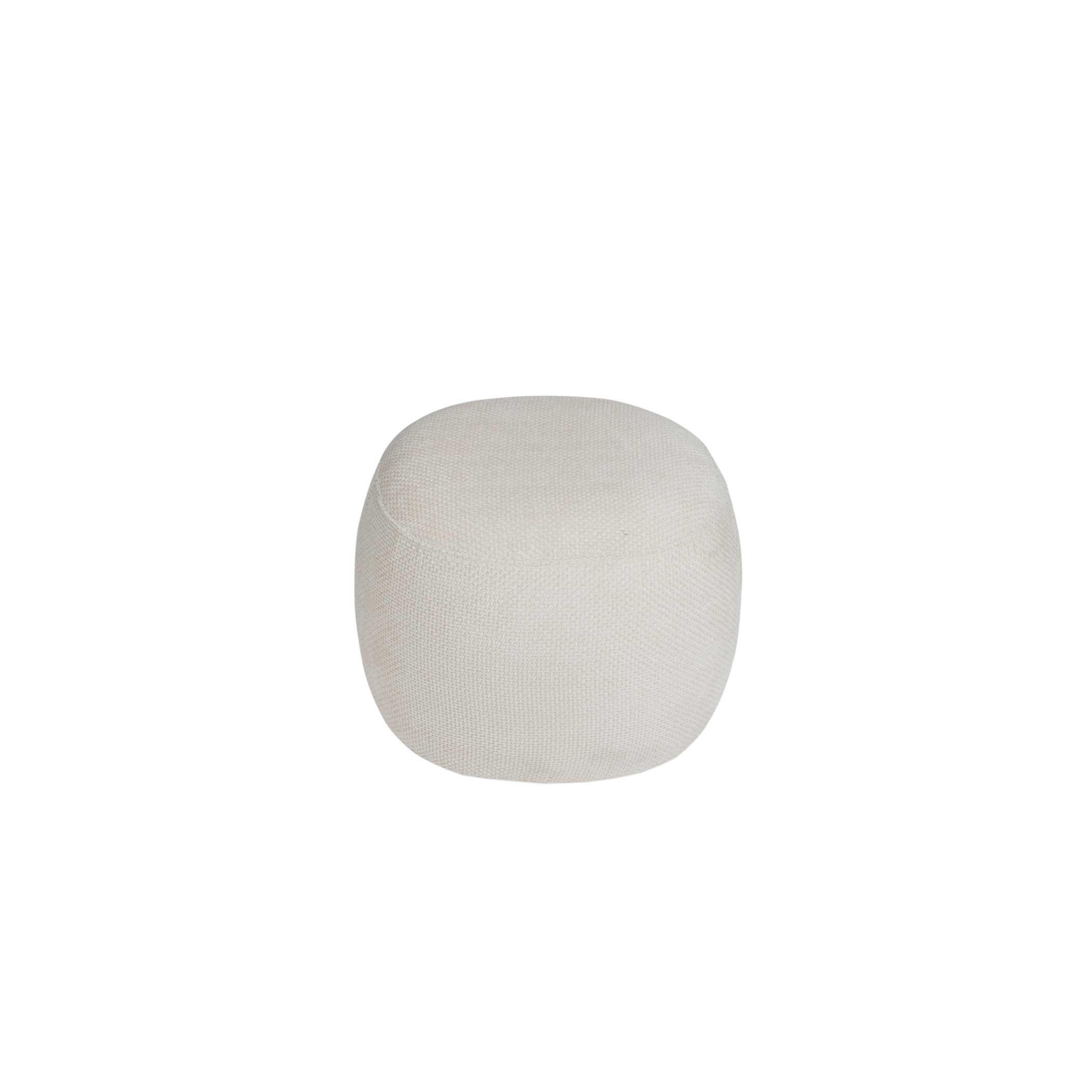 White upholstered round pouf