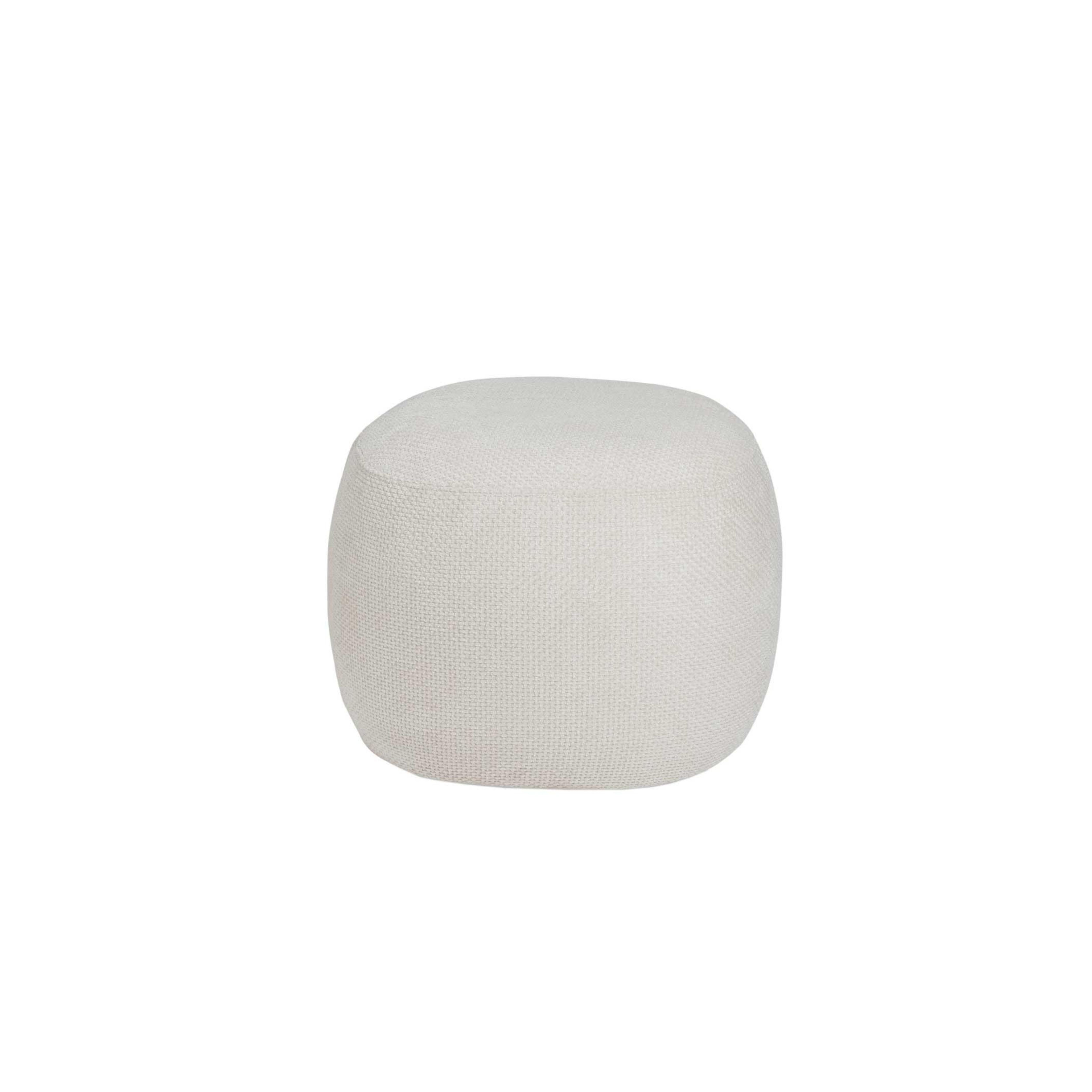 White upholstered round pouf