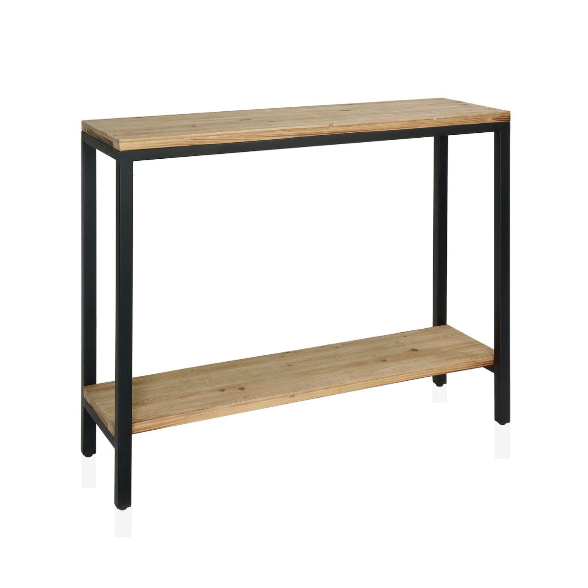 Consola auxiliar industrial negra de madera