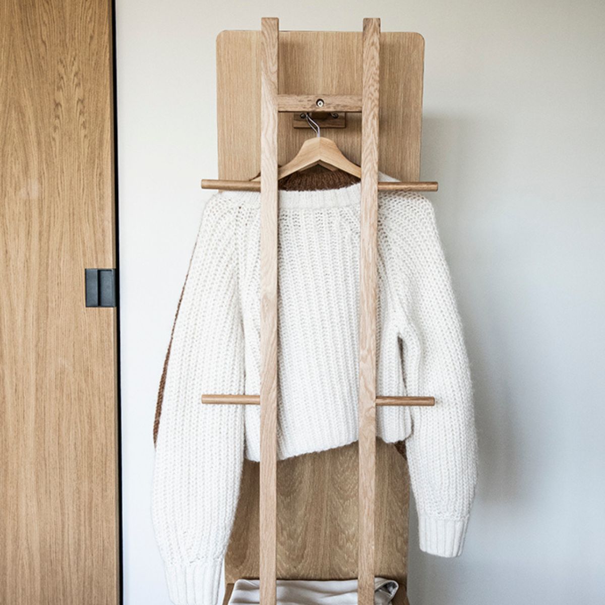 Nordic wooden dressing room mirror shelf