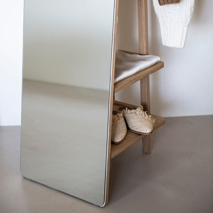 Nordic wooden dressing room mirror shelf