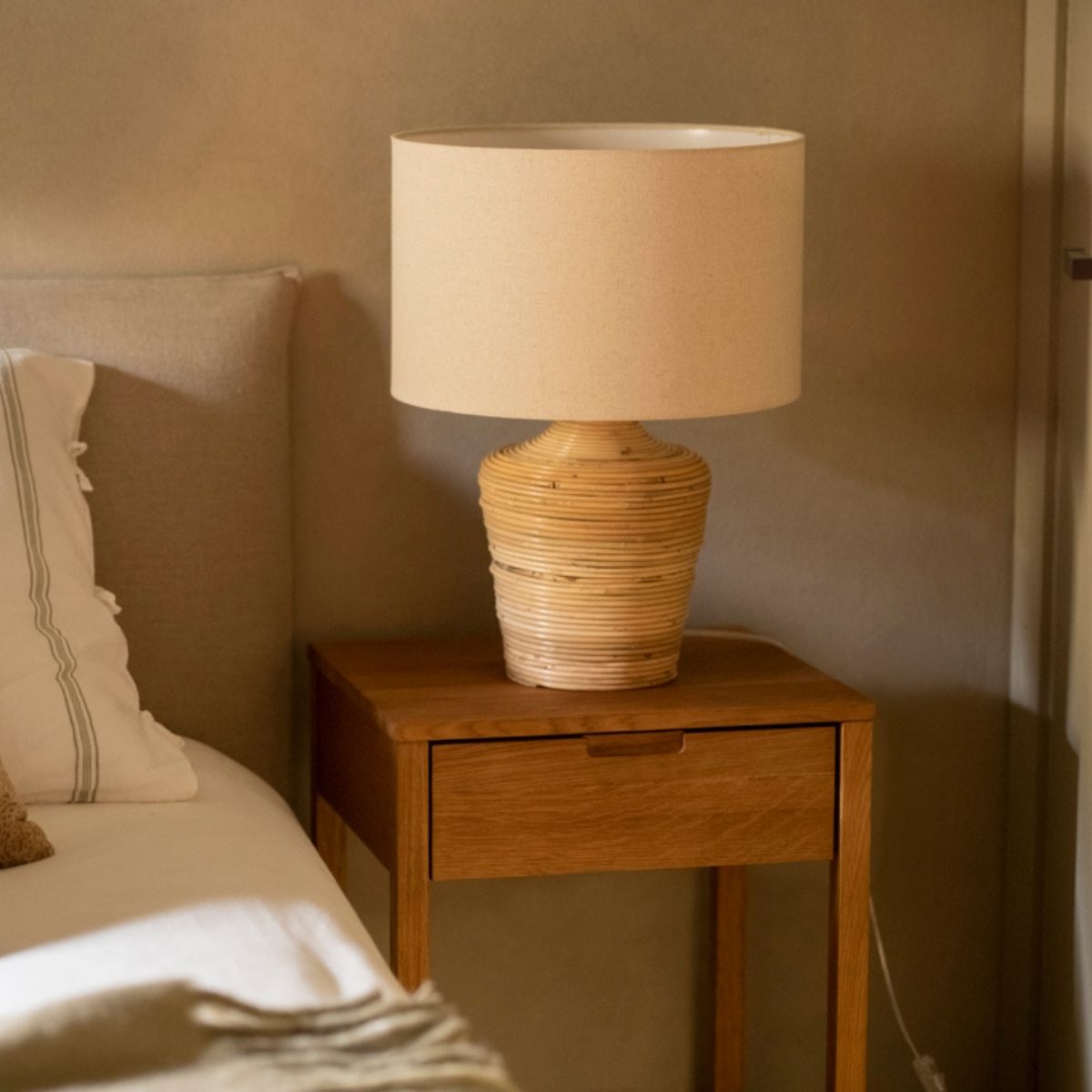 Modern oak wood nightstand