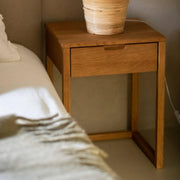 Modern oak wood nightstand