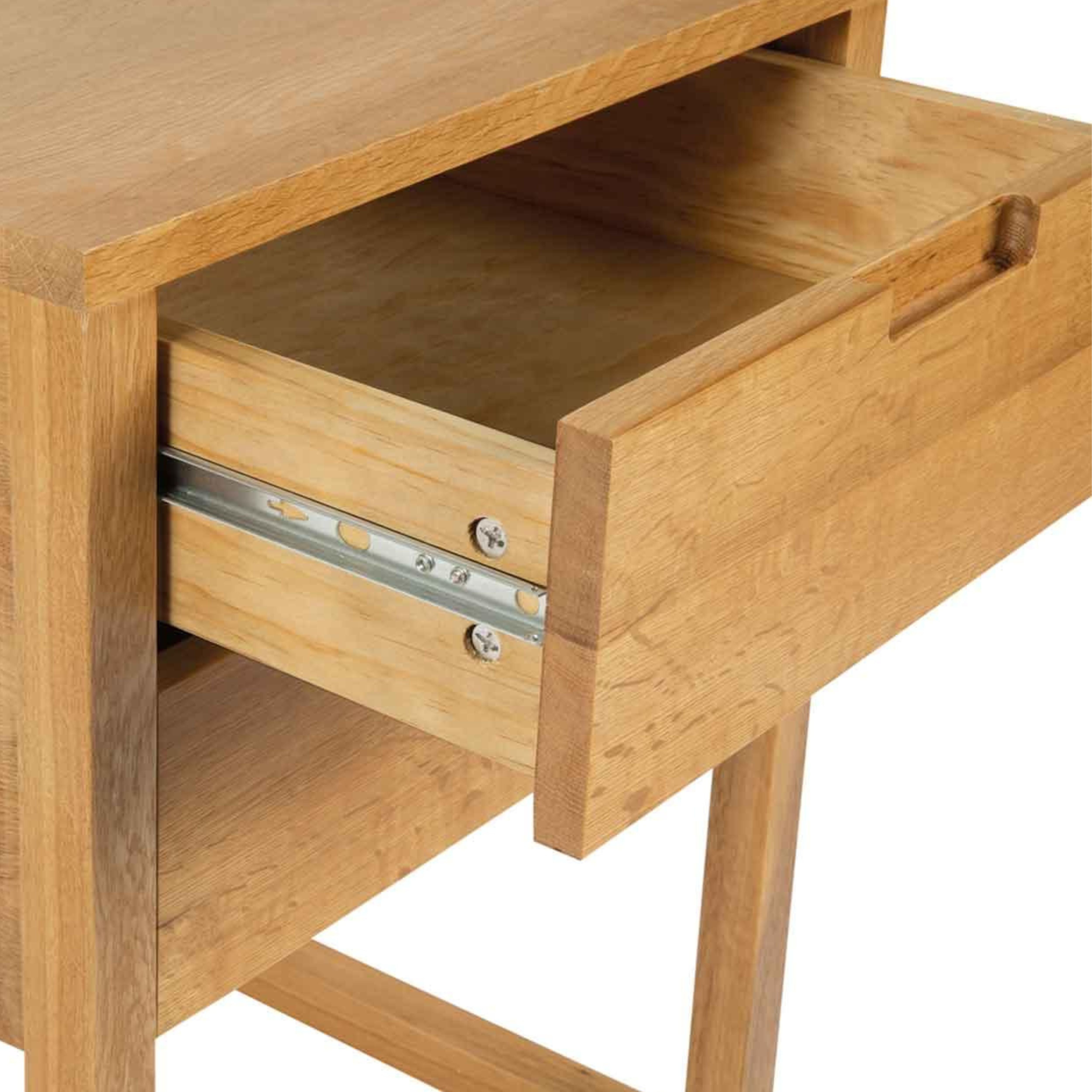 Modern oak wood bedside table with 2 drawers