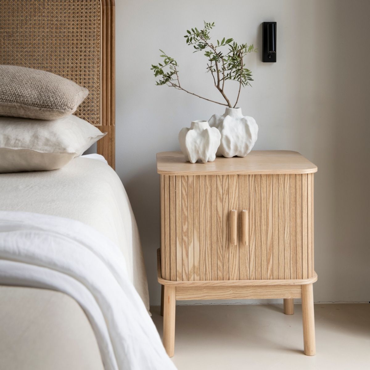 Ash wood bedside table