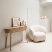 White upholstered armchair