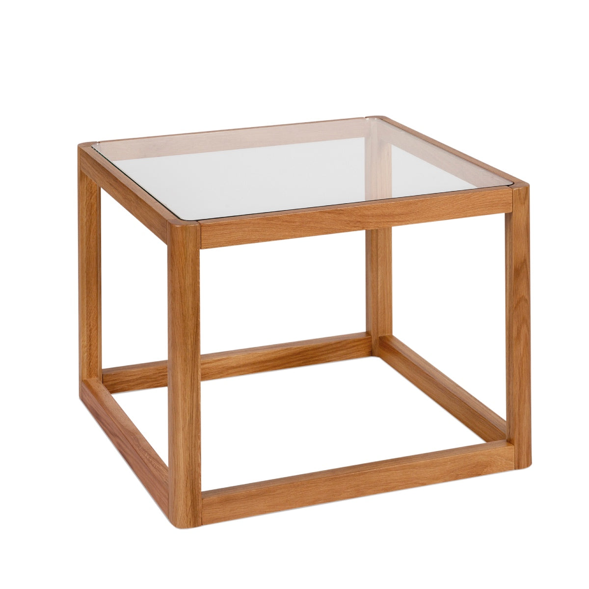 Glass and wood side table
