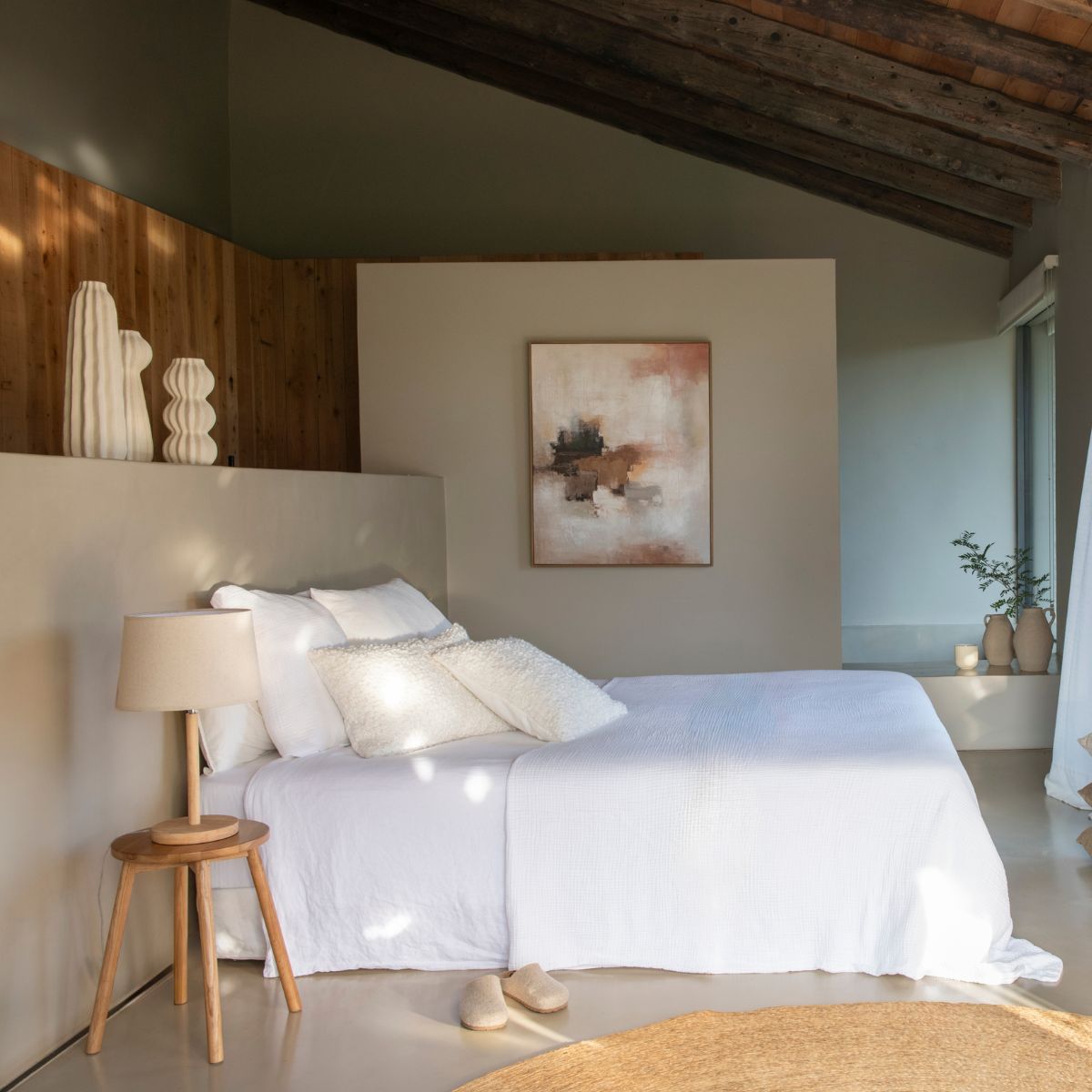 Taburete de madera de roble