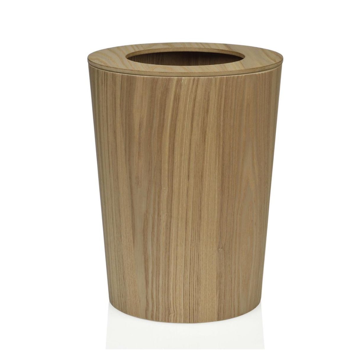 Papelera redonda de madera en color marrón claro