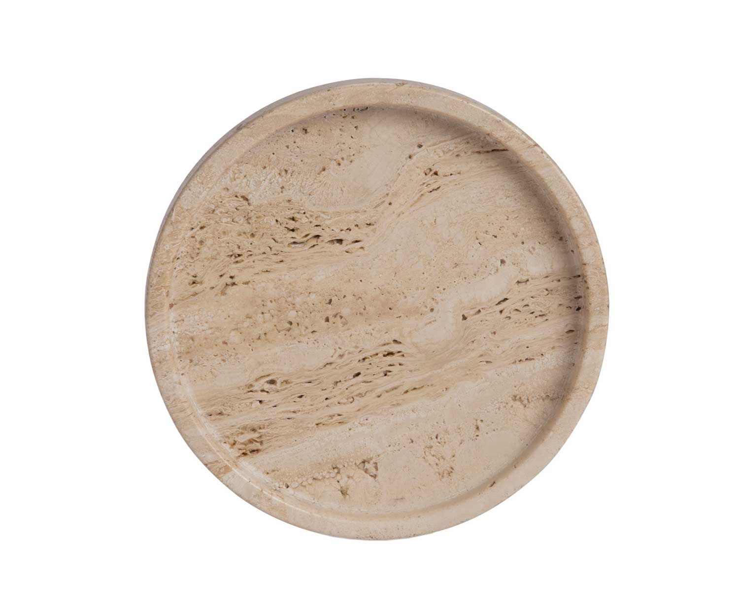 Round travertine marble tray