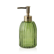 Vintage-style green glass bathroom dispenser