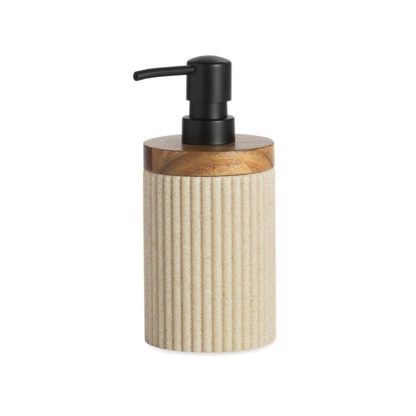 Dispensador de baño de madera y resina beige