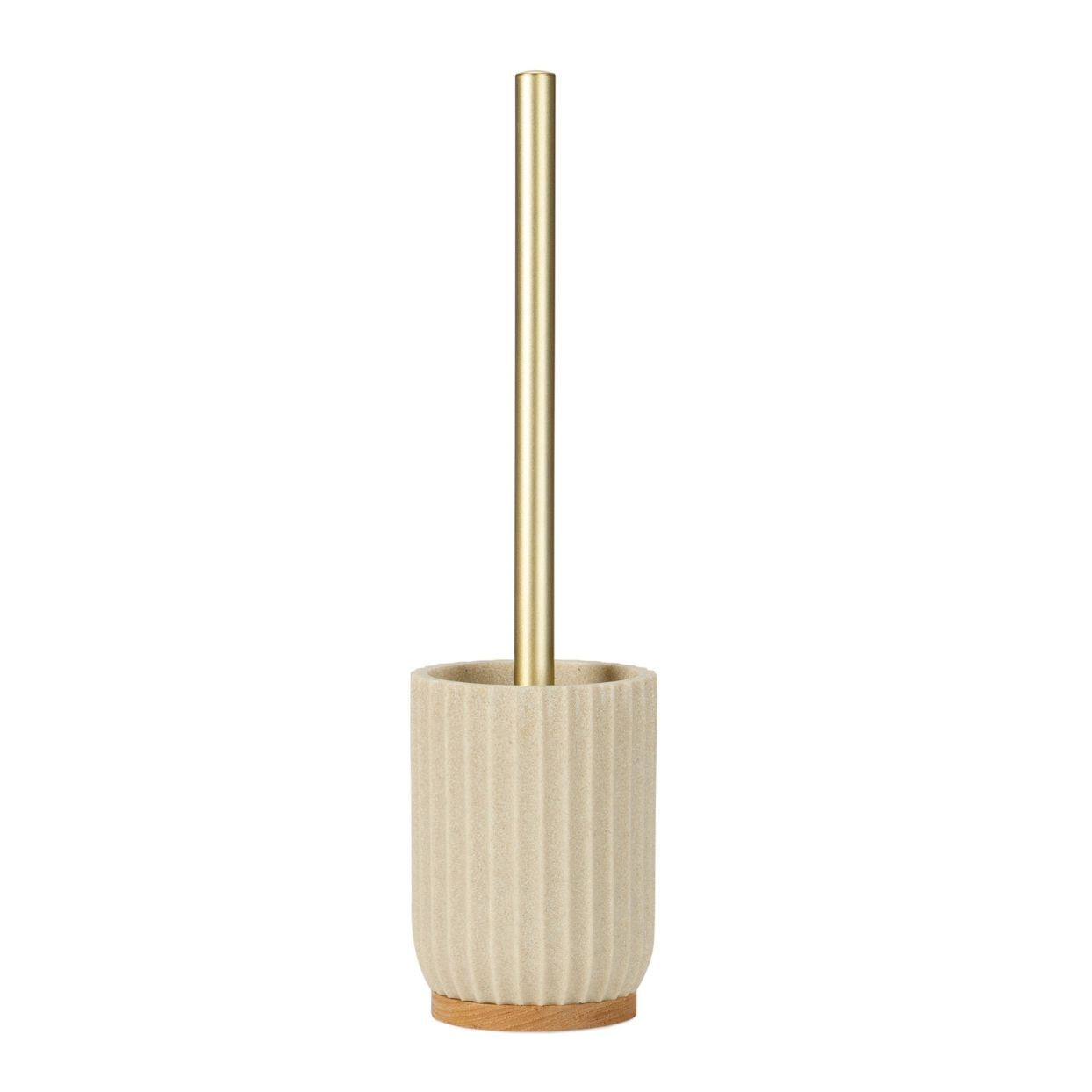 Beige wood and resin toilet brush