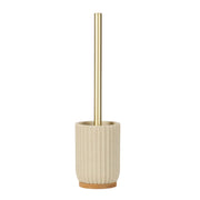 Escobilla de baño de madera y resina beige