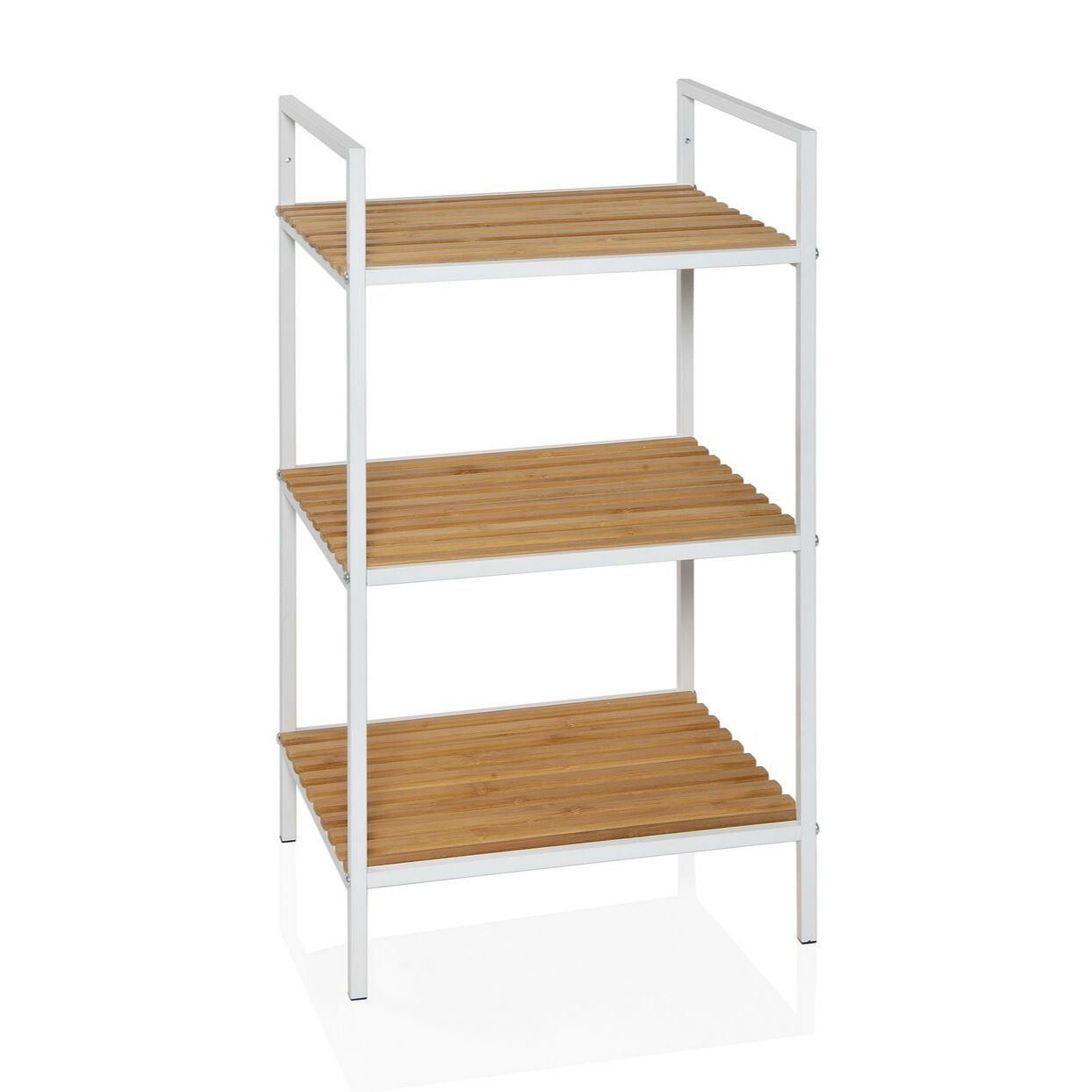Nordic white bamboo bathroom shelf