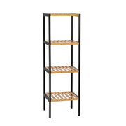 Estantería de baño industrial negra de bambú 4 estantes