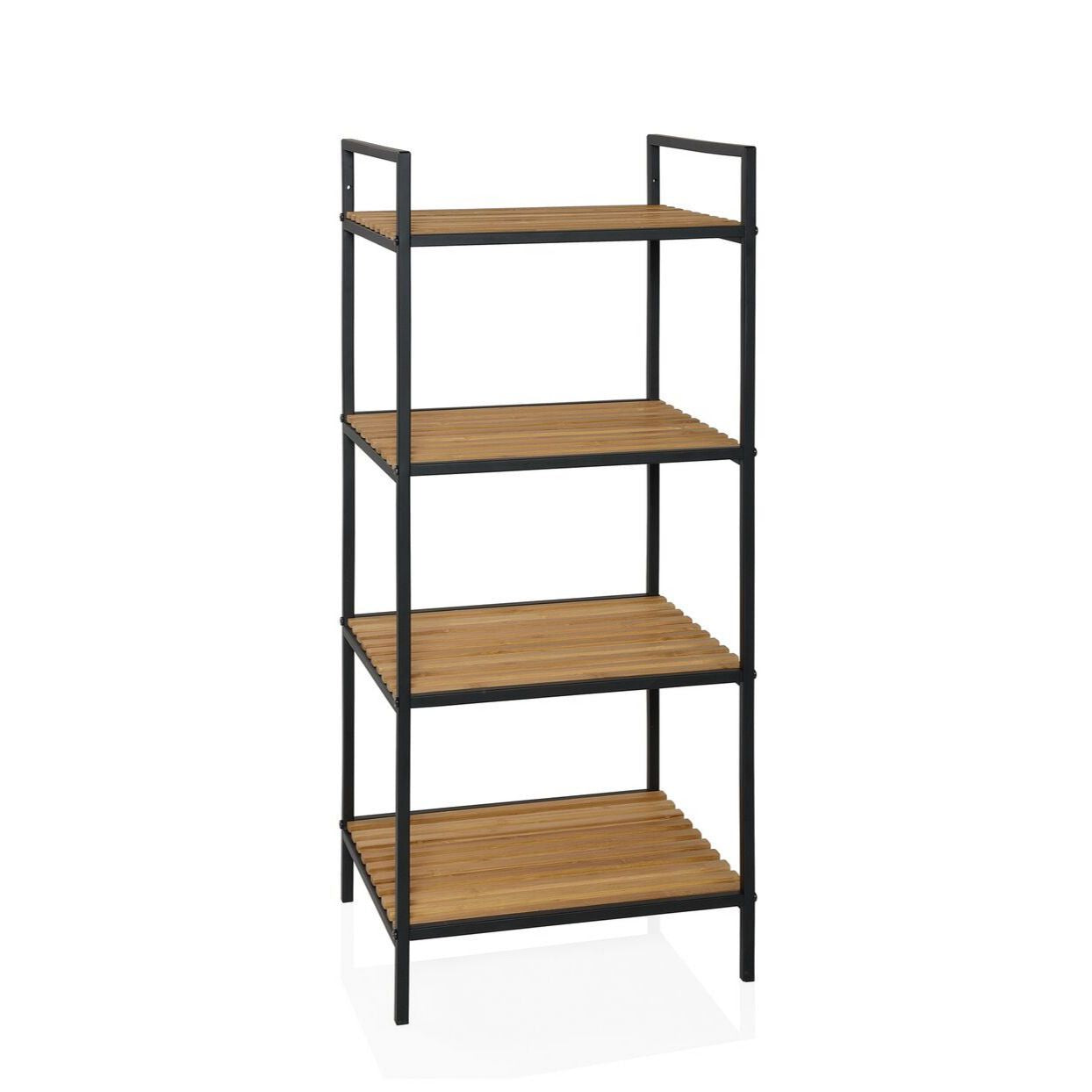 Nordic black bamboo bathroom shelf