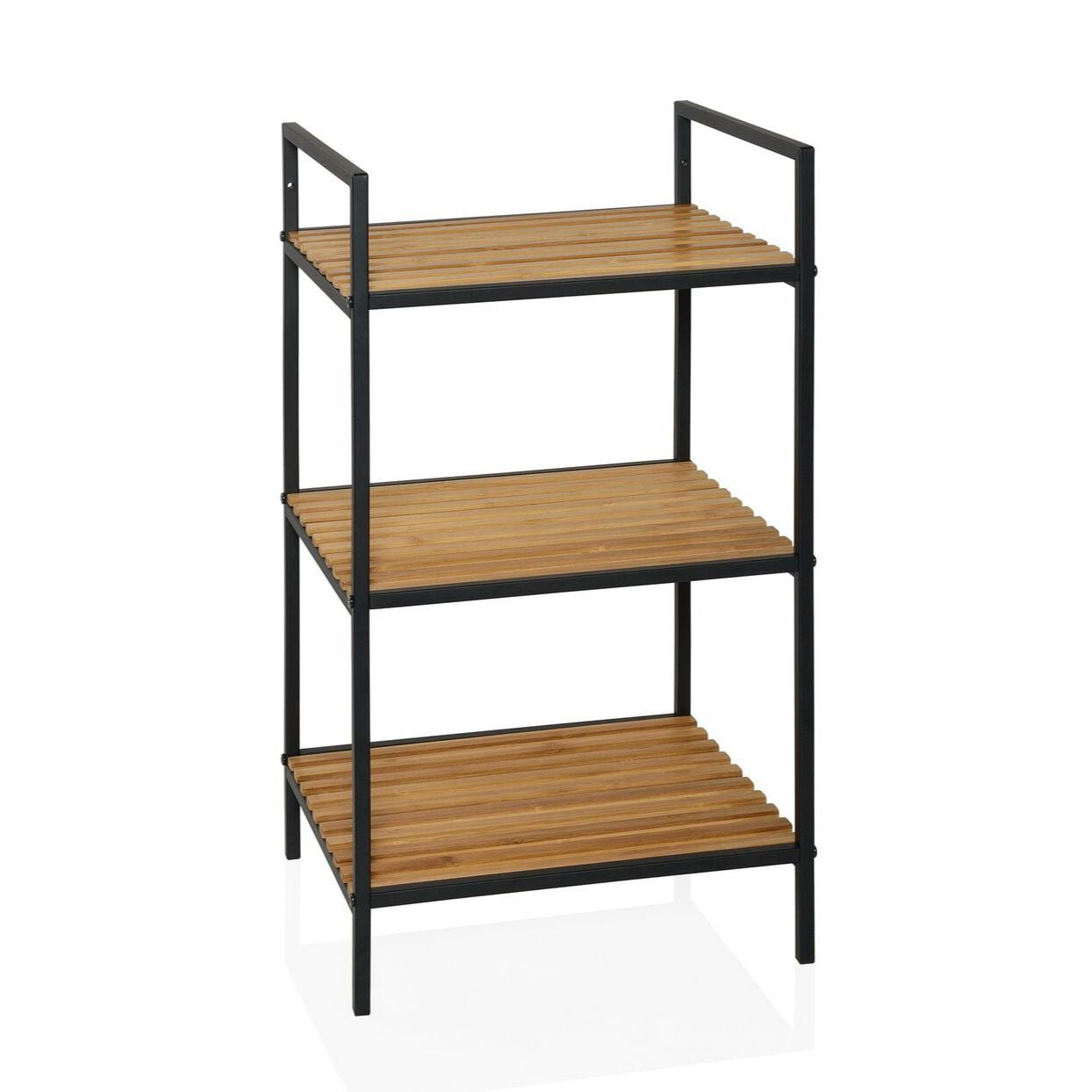 Industrial black wood bathroom shelf