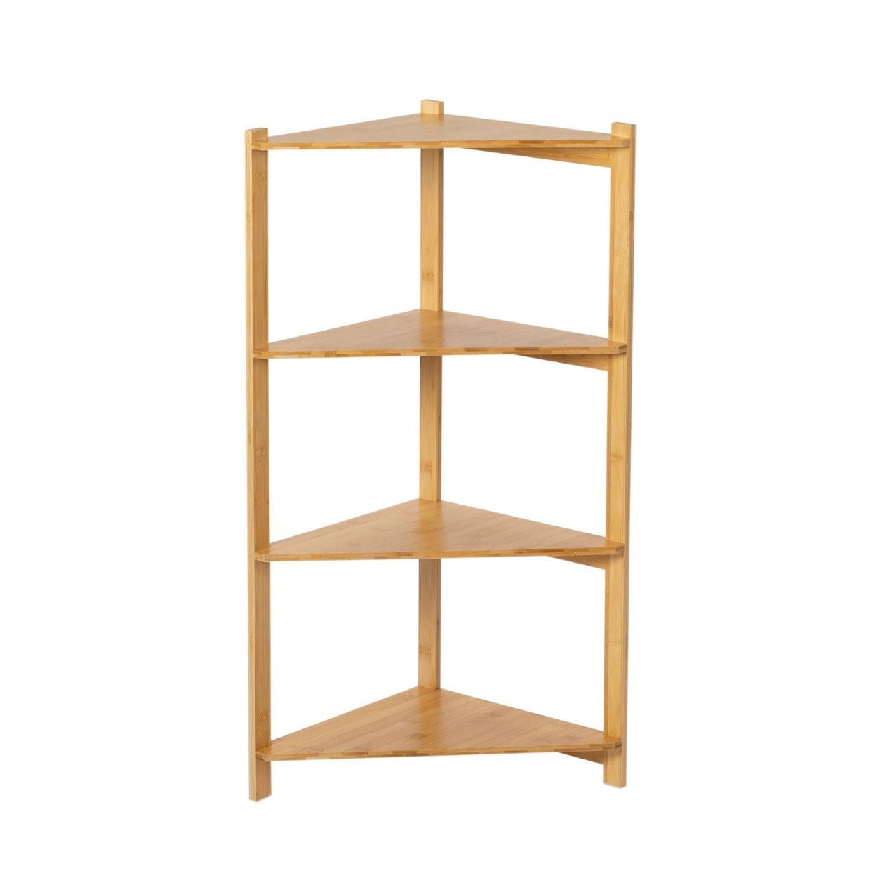 Nordic beige bamboo corner shelving unit