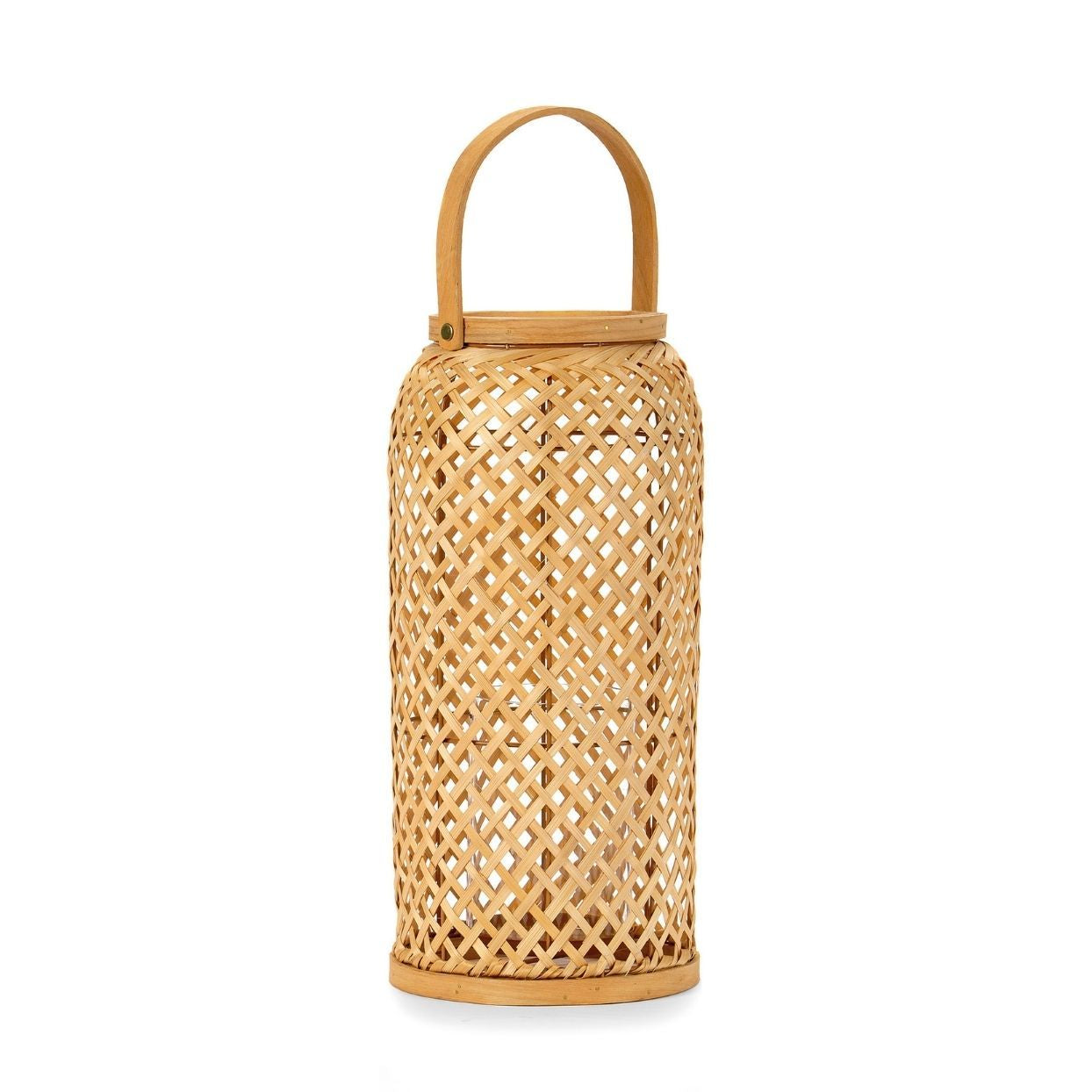 Modern brown bamboo candle holder lantern 40cm