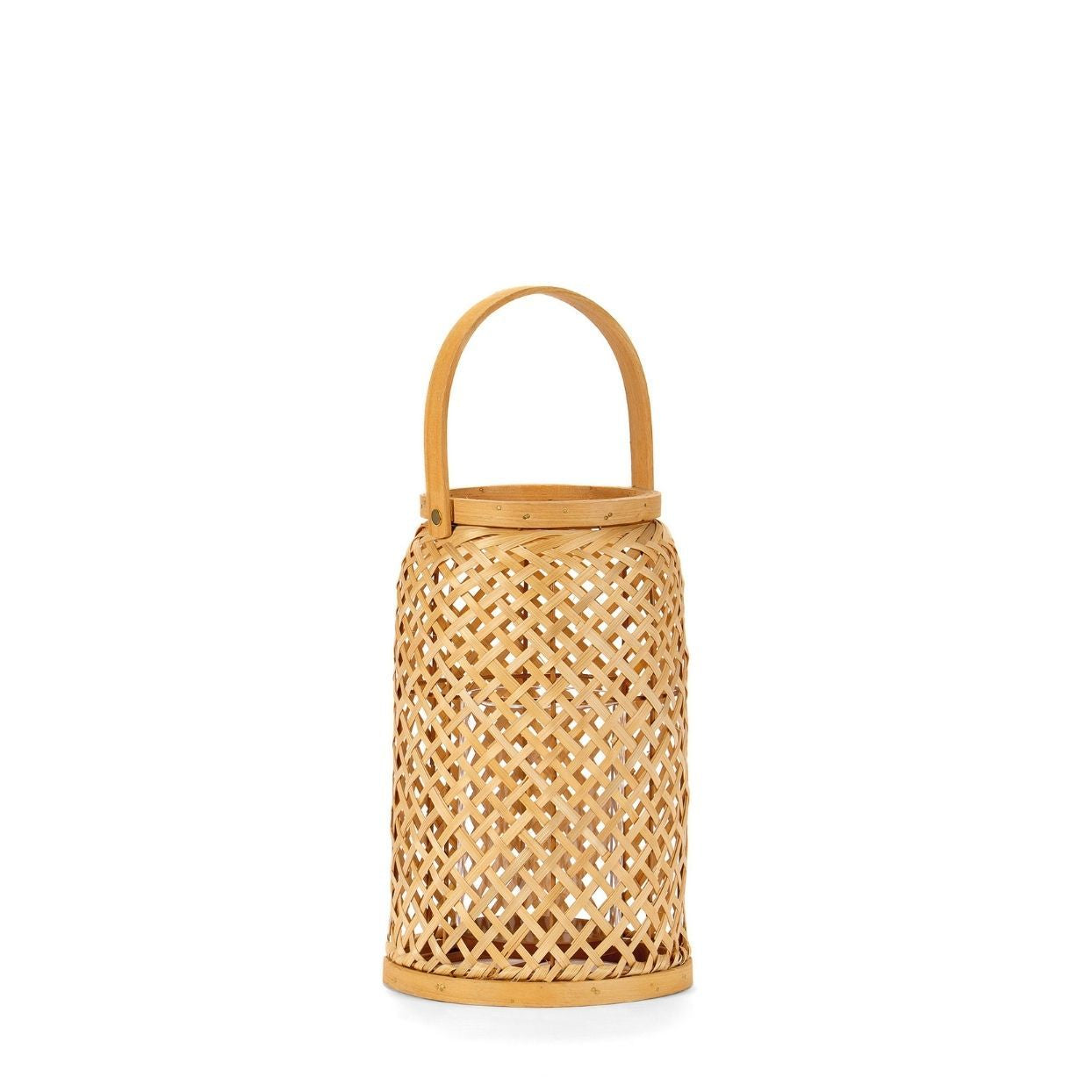 Modern brown bamboo candle holder lantern 30cm