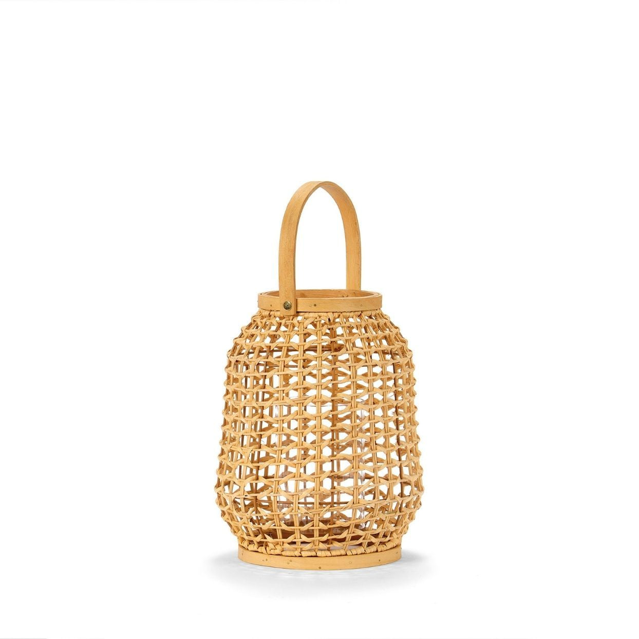 Brown natural fiber candle lantern 29cm