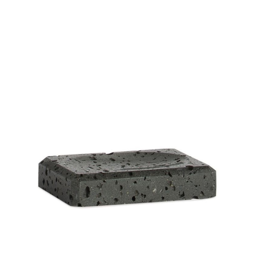 Black travertine marble bathroom soap dish