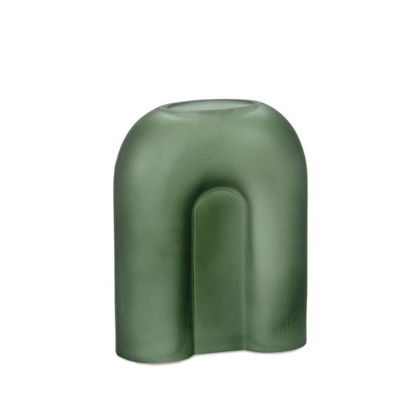 Jarrón decorativo de cristal verde 25cm