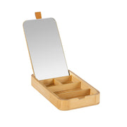 Beige wooden mirror jewelry box