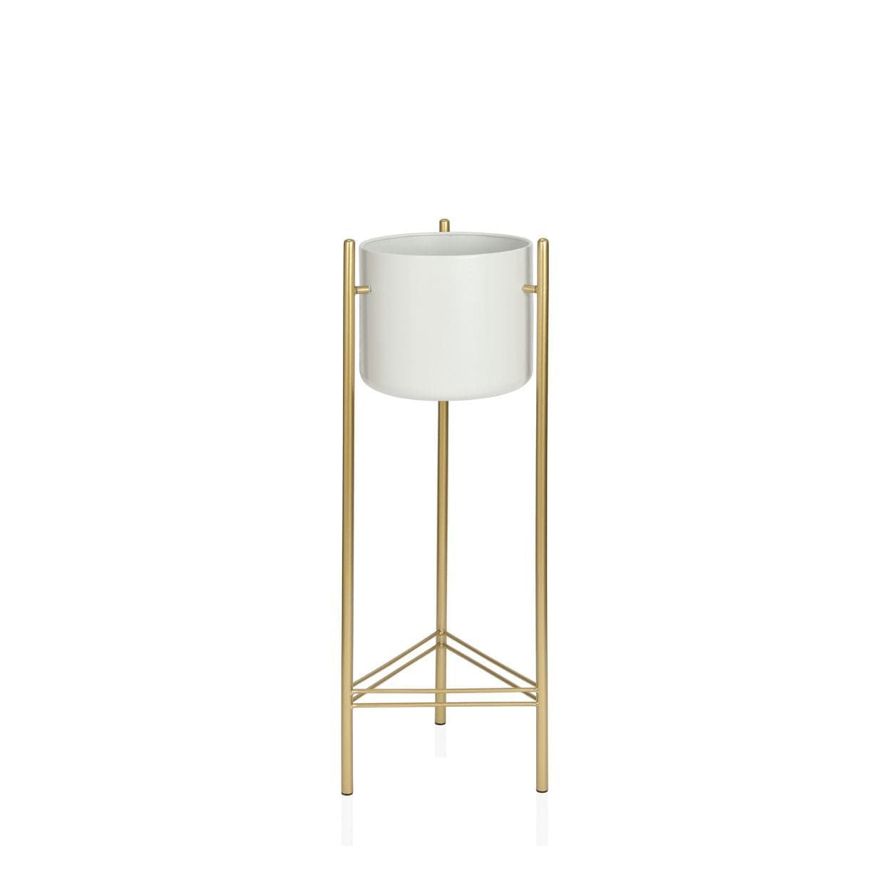White and gold metal floor planter 80cm