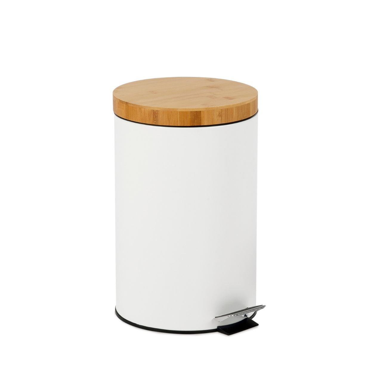 White metal kitchen trash can