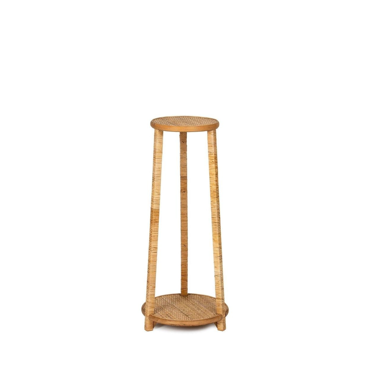 Peana de ratán y madera para plantas