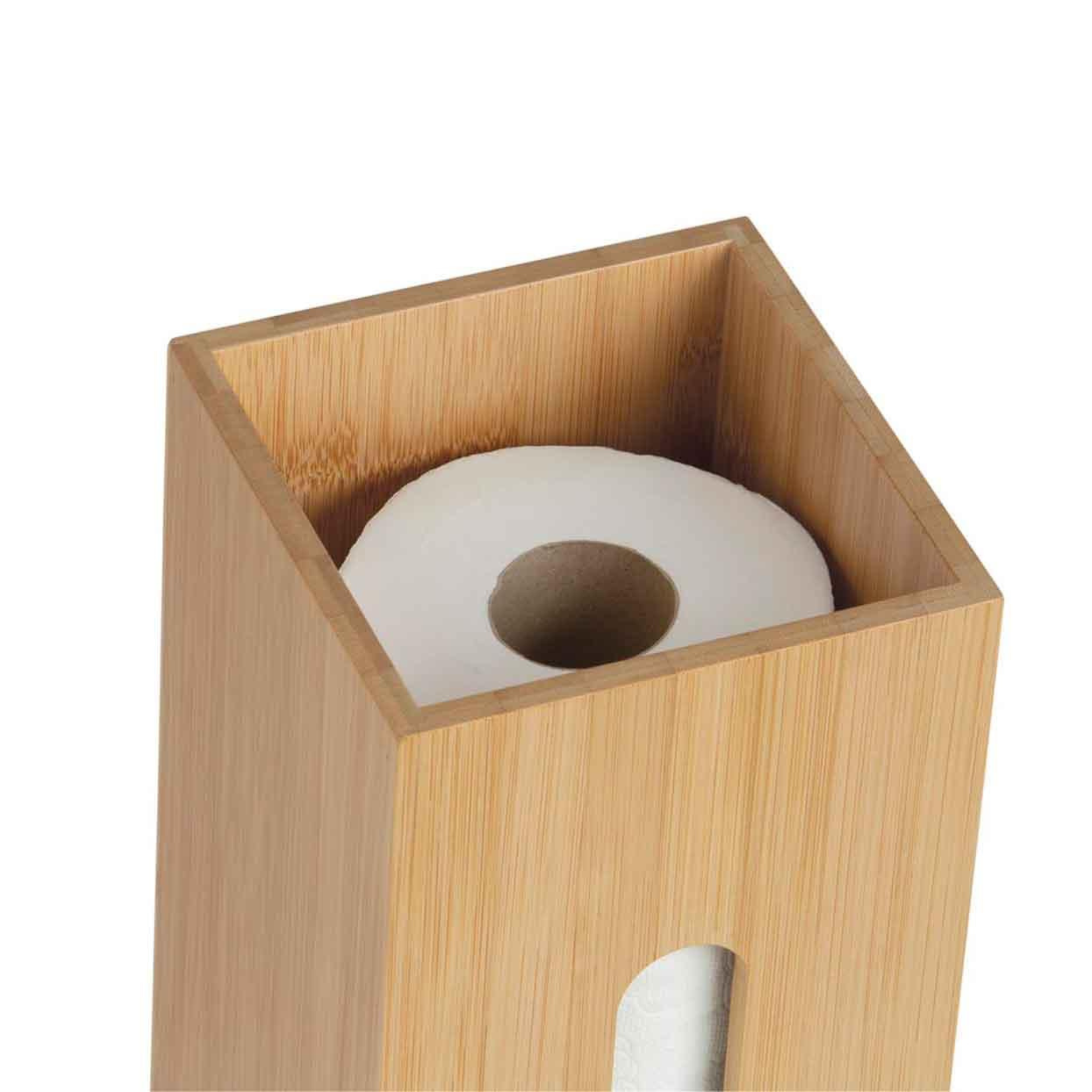 Portarrollos para recambios de papel WC de bambú
