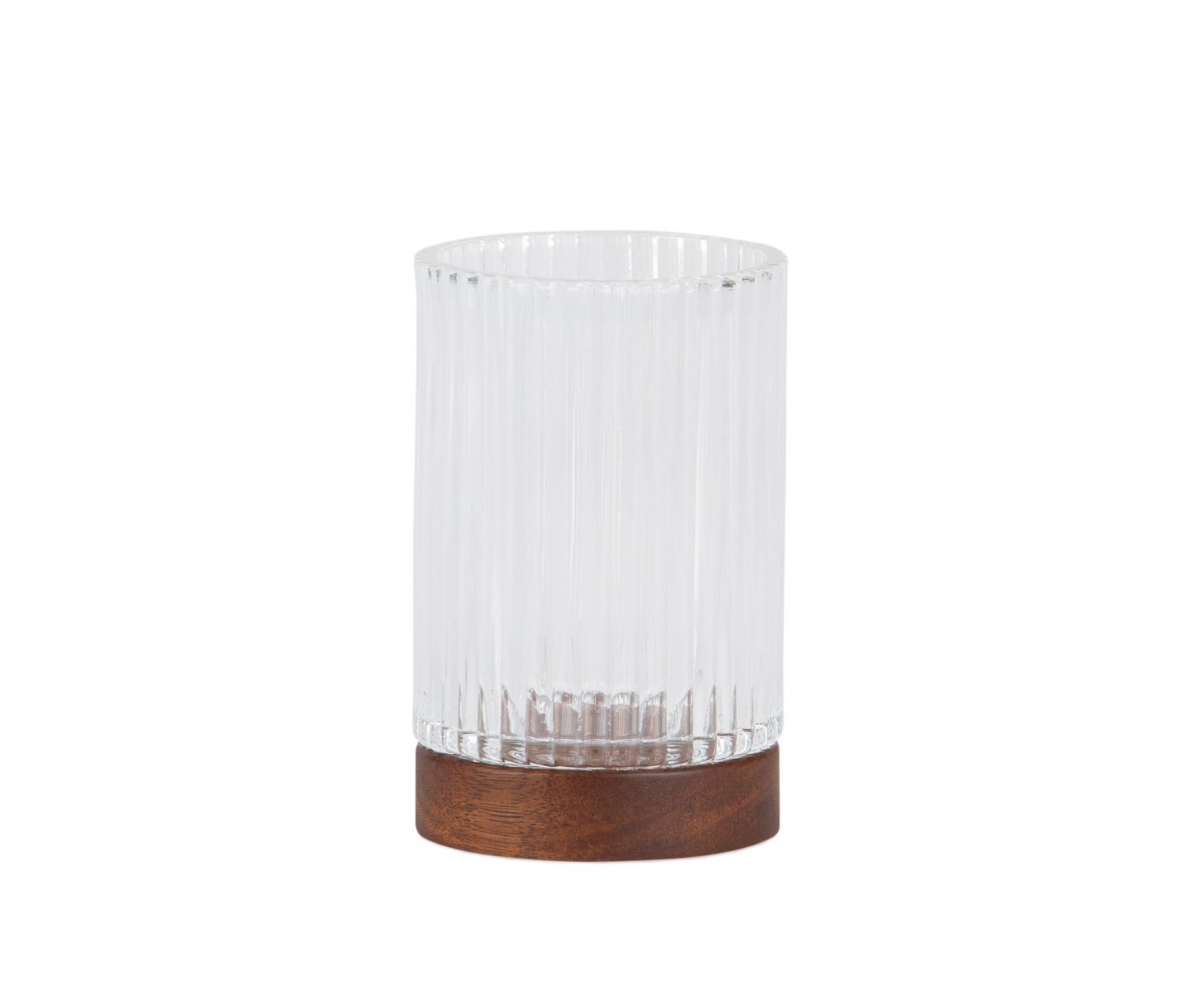 Portacepillos de baño clásico de cristal y madera