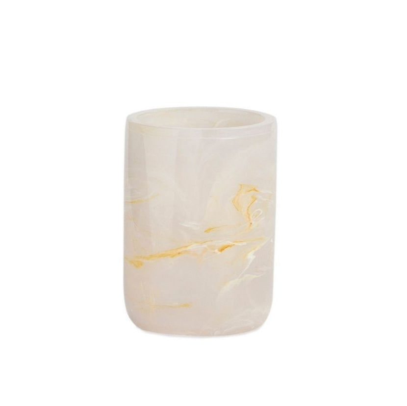Classic white mother-of-pearl effect bathroom toothbrush holder