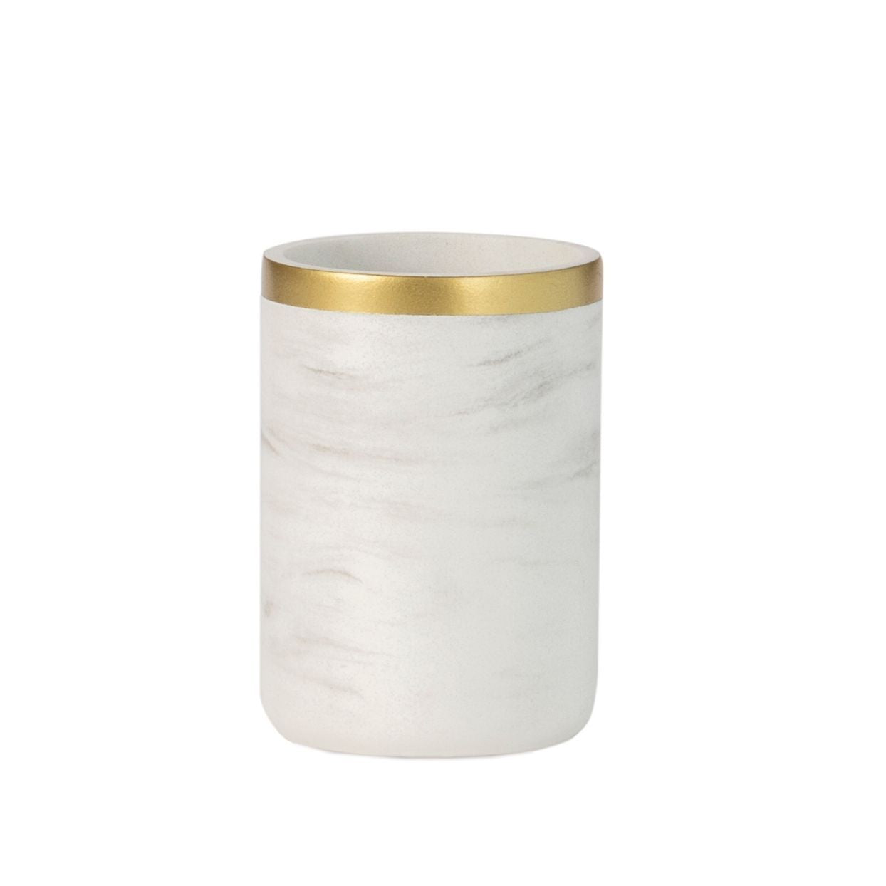 Portacepillos de baño blanco marmolizado clásico