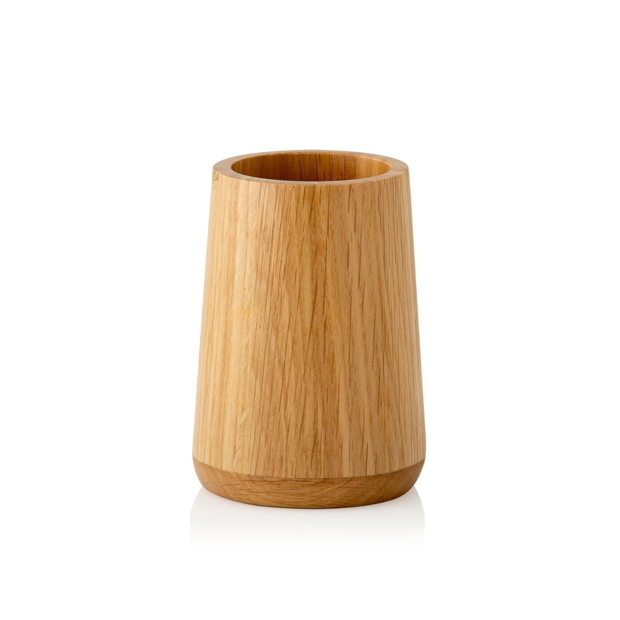 Brown oak wood bathroom toothbrush holder