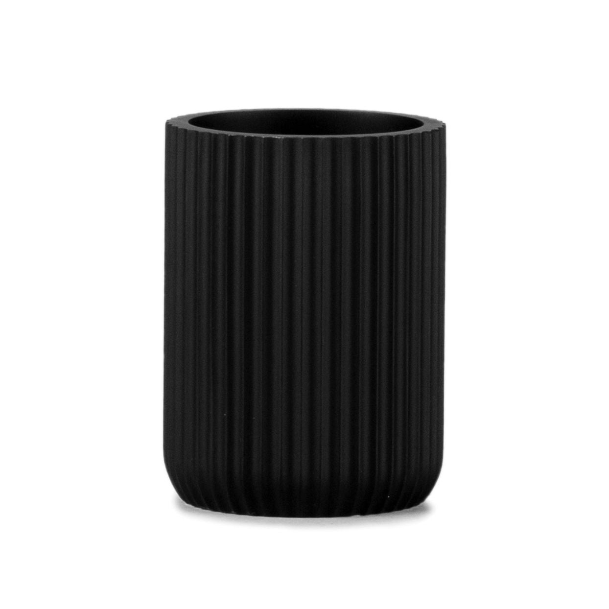 Black toothbrush holder with stripes