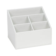 White leather remote control organizer