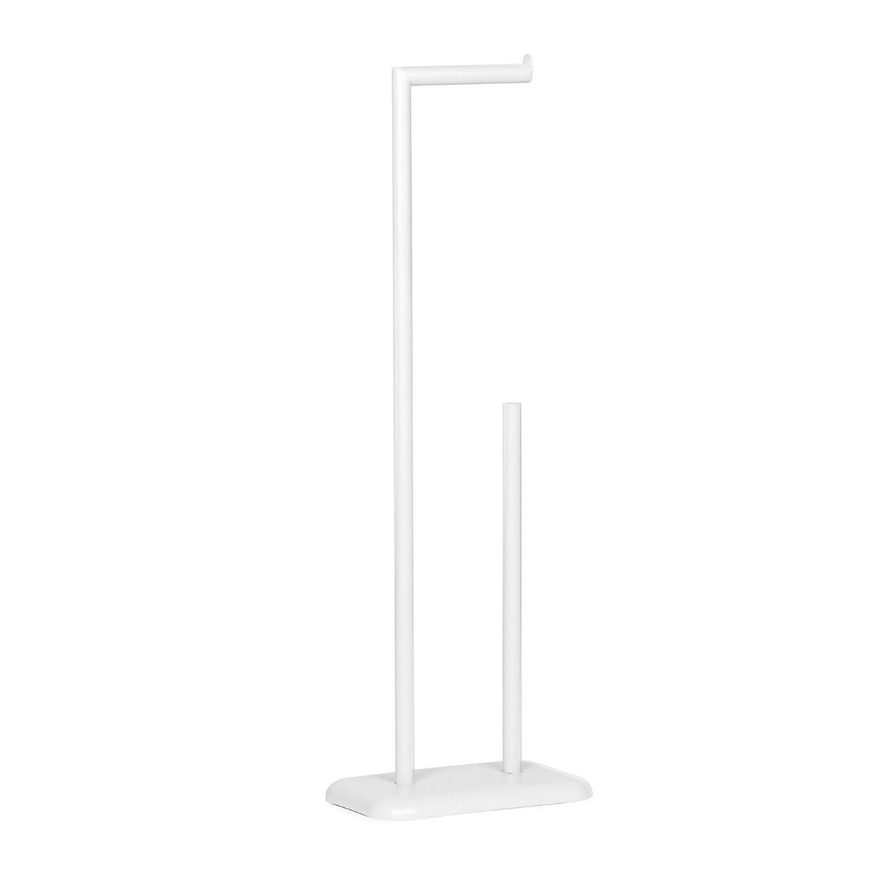 White metal toilet roll holder with brush
