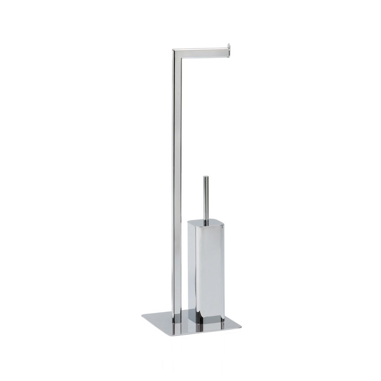 Classic metal toilet roll holder with brush