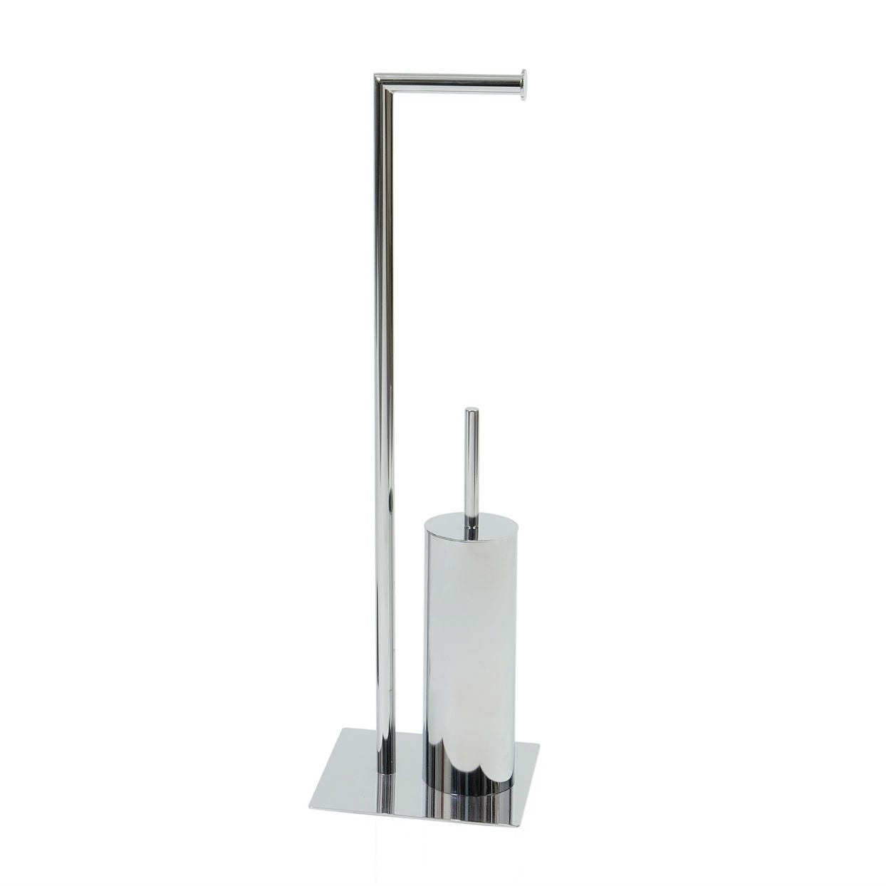 Modern metal toilet paper holder with toilet brush