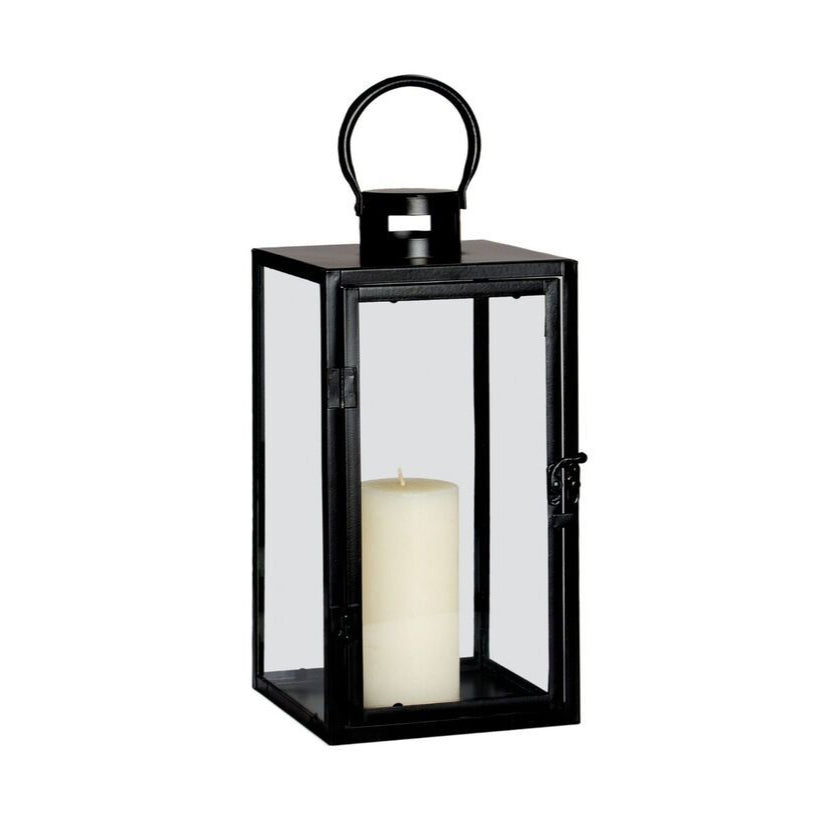 Portavelas industrial negro de metal con asa redonda 54cm