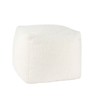 Square white upholstered pouf