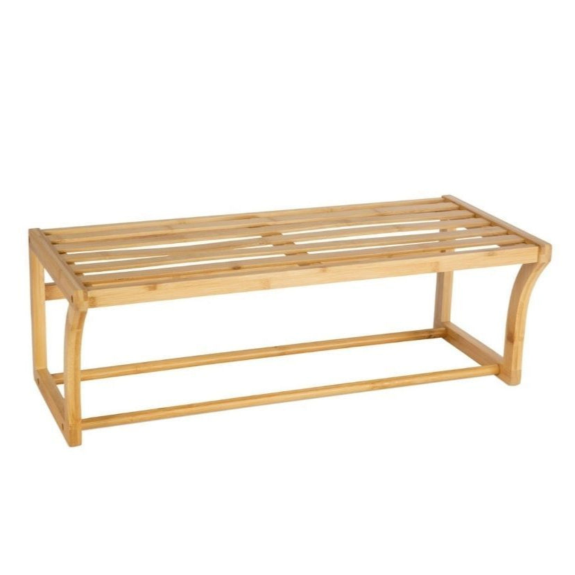 Modern Brown Bamboo Bathroom Shelf Towel Rack